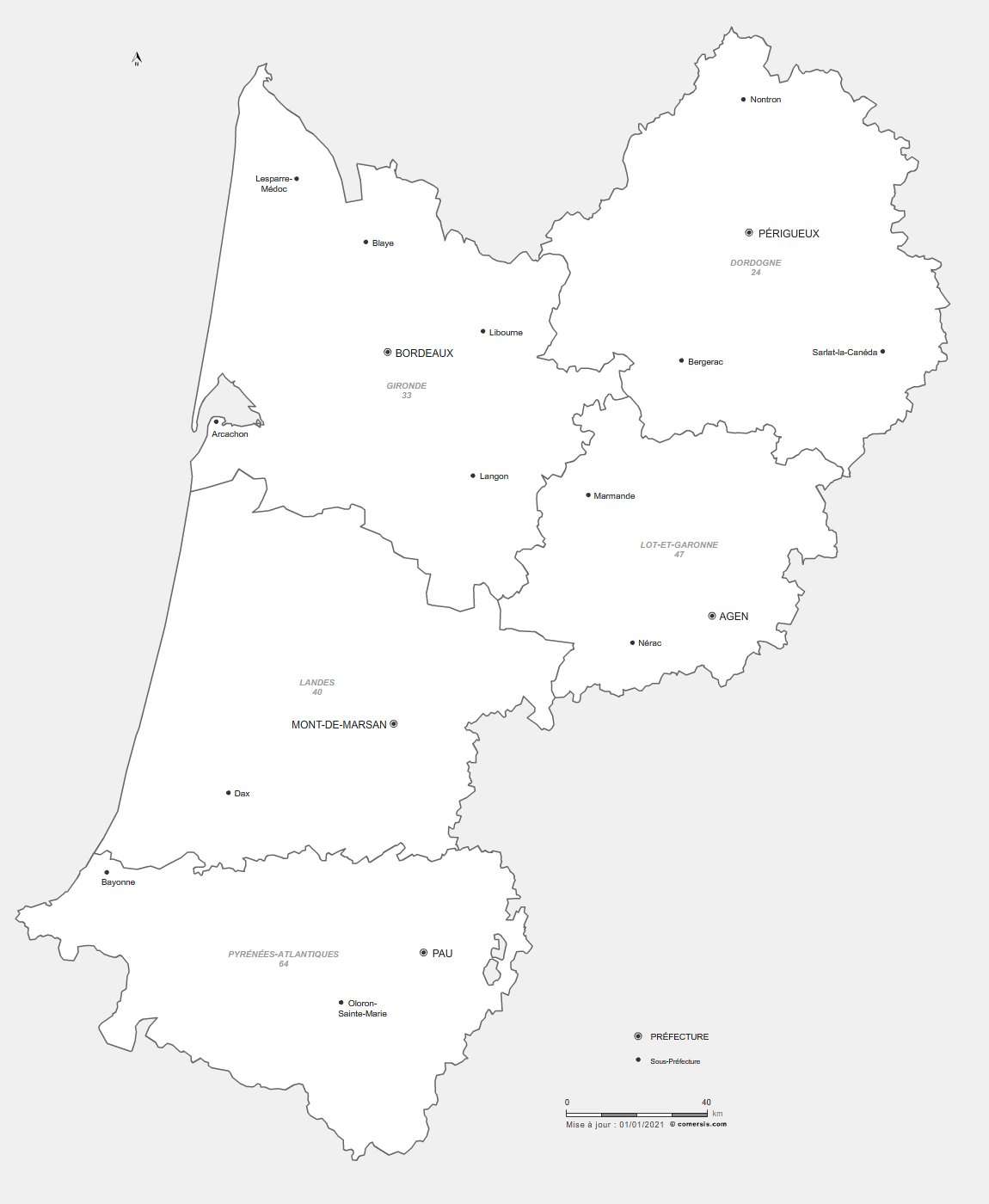 prefectures d'Aquitaine