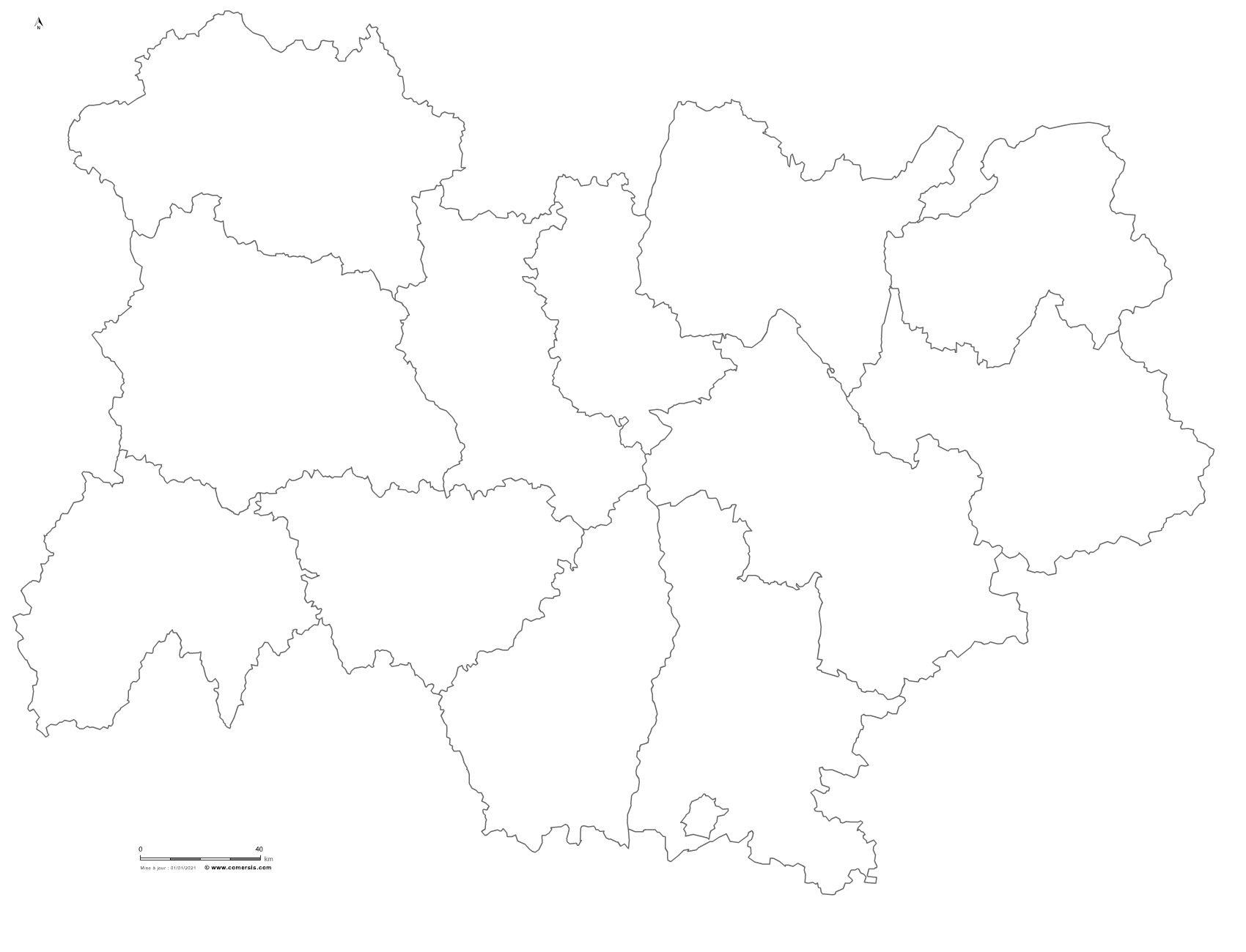 carte vectorielle d' Auvergne-Rhône-Alpes