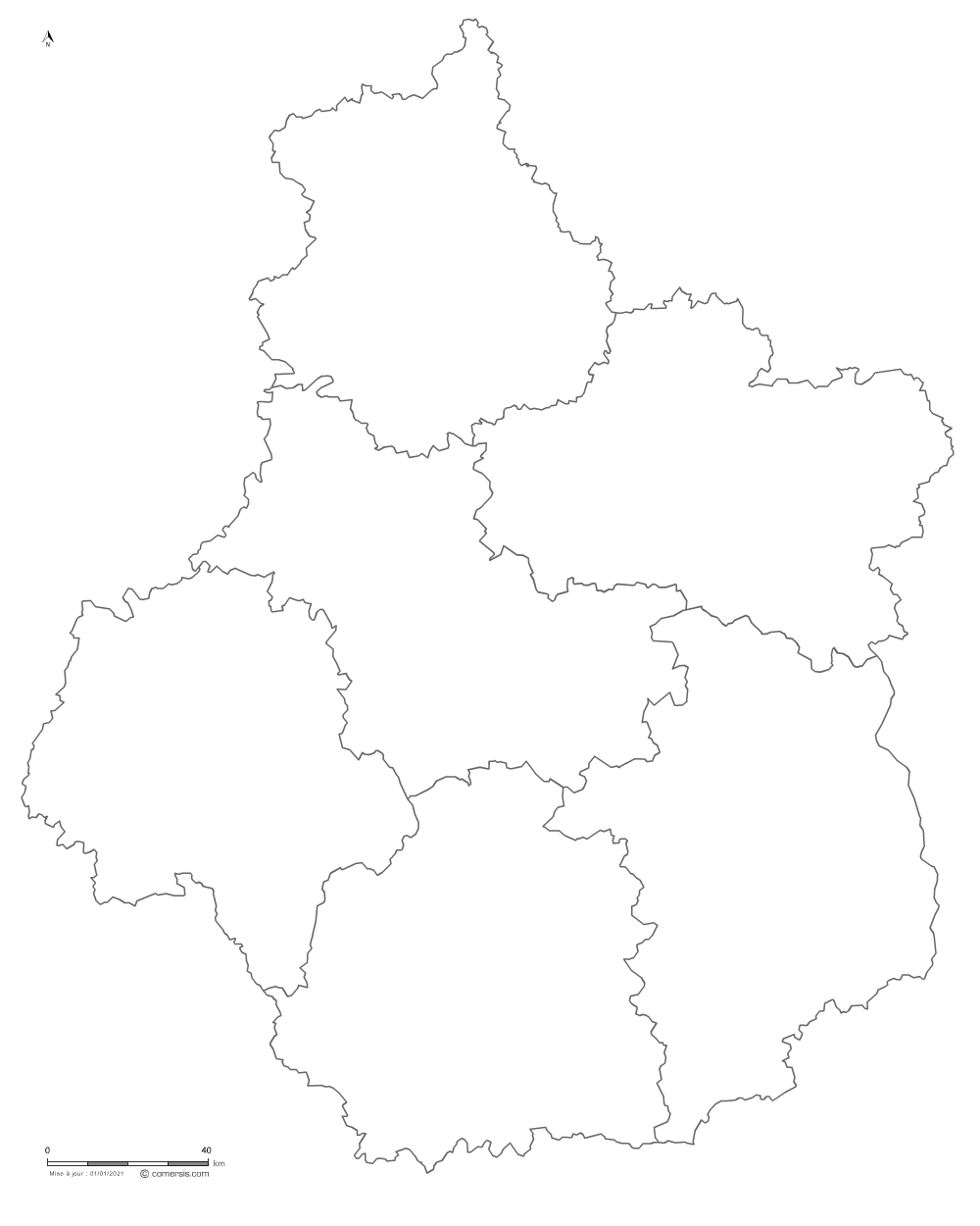 carte vectorielle du  Centre-Val de Loire