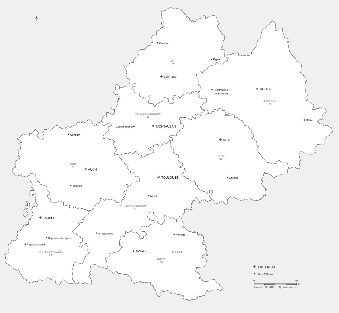 prefectures de Midi-Pyrénées