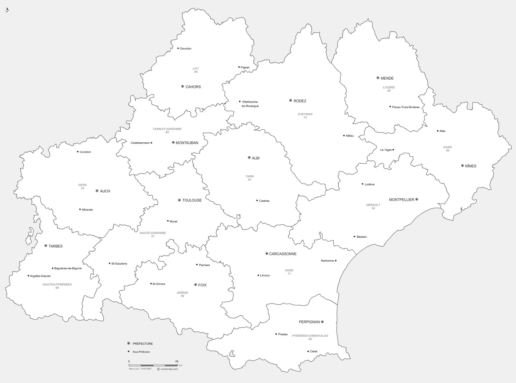 prefectures d'Occitanie