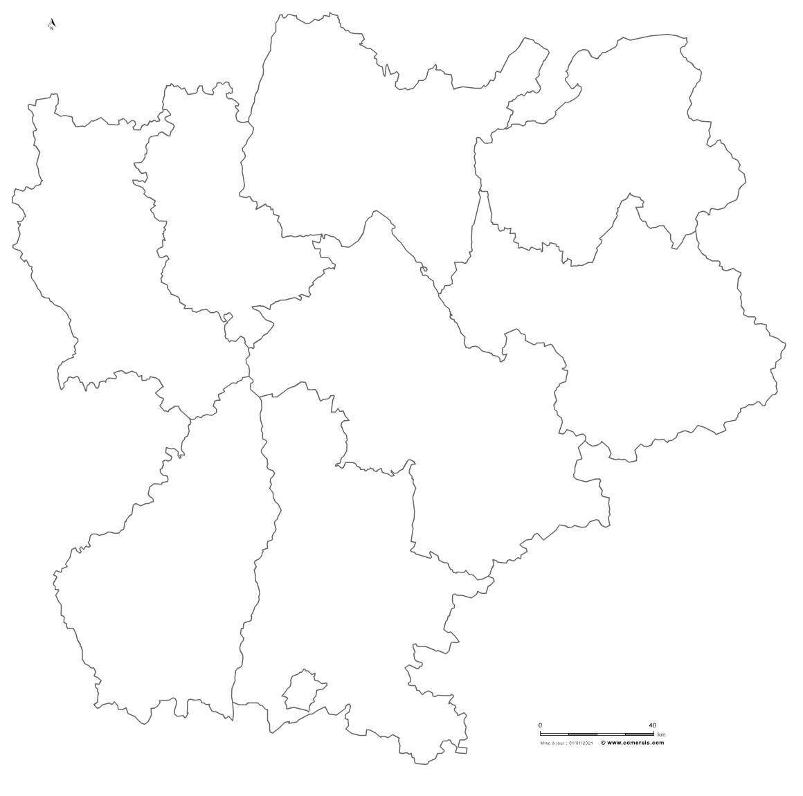 carte vectorielle du  Rhône-Alpes